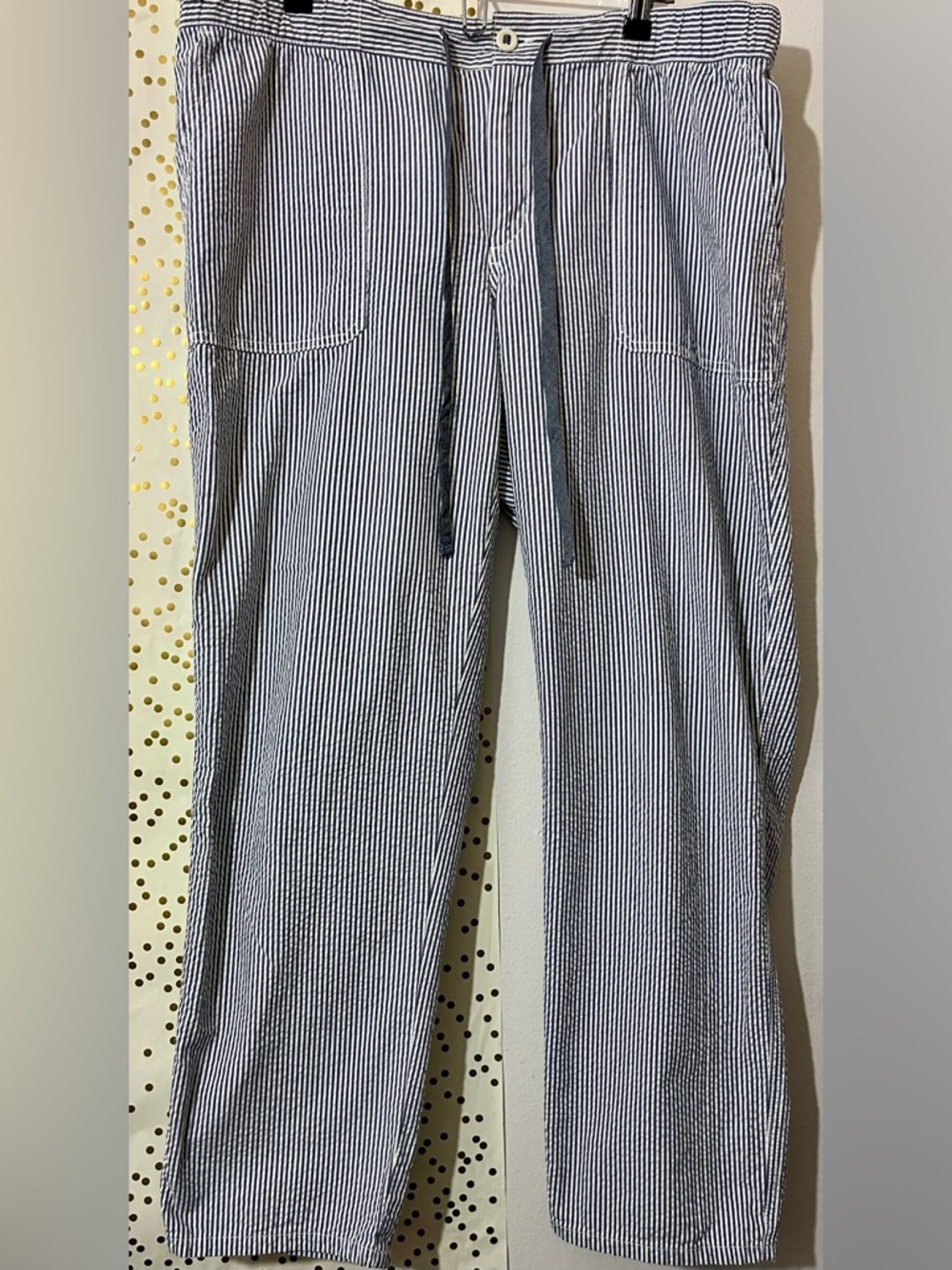 Lands' End Navy and White Vertical Striped 100% Cotton Pants size 16W